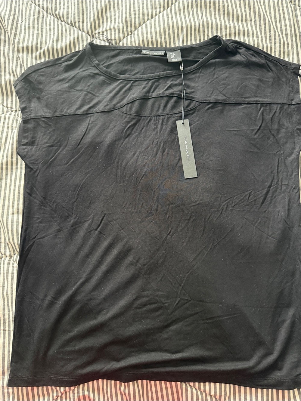 Tahari Black Short-Sleeve Crew Neck Tee
